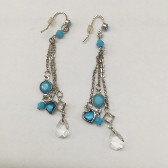 Jewelry - Teal waterfall chandelier earrings